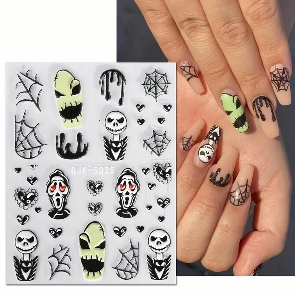 5D Scary Ghost Halloween Nail Stickers 👻💅